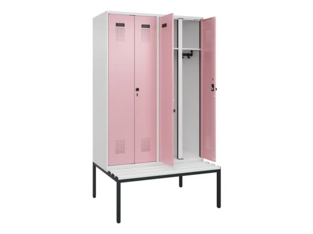 locker met bank,voor scheiding van kleding,HxBxD 2120x1200x815mm,4vak