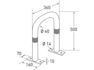beschermbeugel,v. laadzuilen,boog,HxB 500x360mm,staal vuurverzinkt - 3