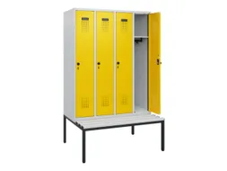 locker met bank,HxBxD 1950x1200x815mm,4vak,vak B 300mm,draaigrendel