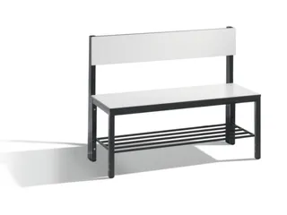 omkleedbank,HxLxD 796x1000x407mm,HPL wit,frame staal RAL7021,leuning - 1