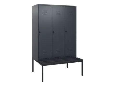 locker met bank,HxBxD 1950x1200x815mm,3vak,vak B 400mm,draaigrendel