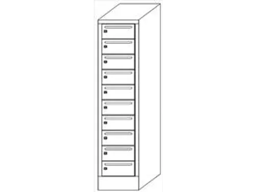 Postsorteerkast 1850x430x500mm 10 Vakken Ral7035 Front Ral6011