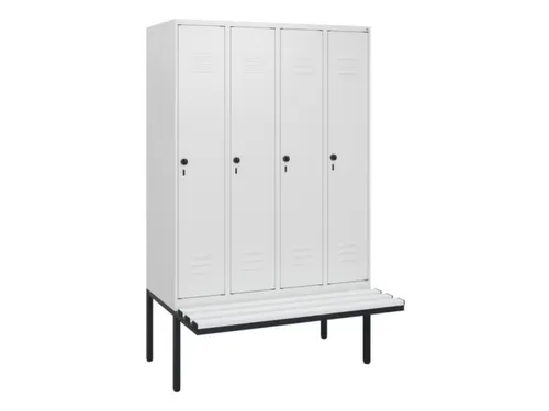 locker met bank,HxBxD 1950x1200x815mm,4vak,vak B 300mm,draaigrendel