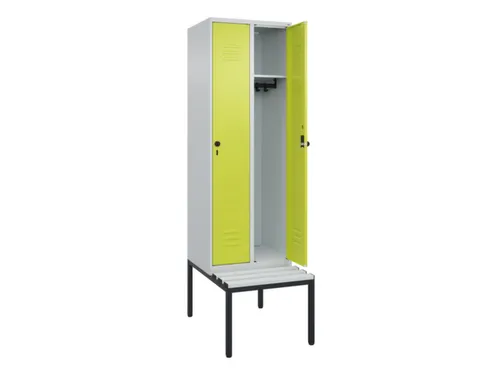 locker met bank,HxBxD 2120x600x815mm,2vak,vak B 300mm,draaigrendel