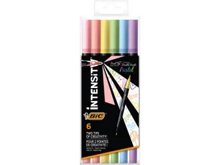 viltstift Intensity Dual tip etui van 6 stuks pastel - 1