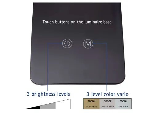 Bureaulamp MAUL Pearly LED voet dimbaar colour vario zwart