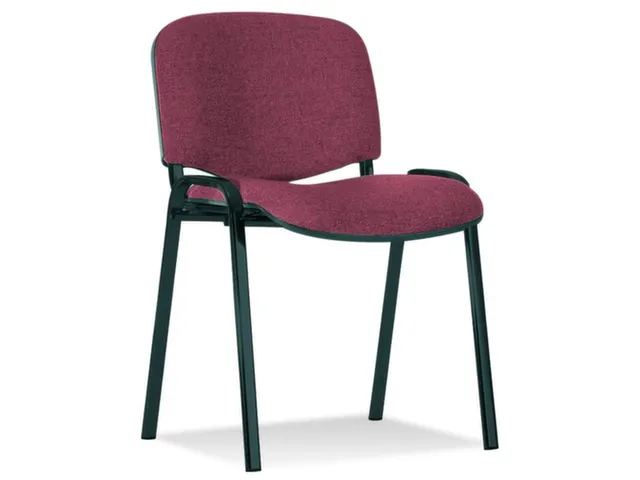 Bezoekersstoel,4Voeten Ovale Buis Zwart,Zitting Stof Bordeaux