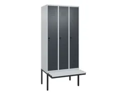 locker met bank,HxBxD 2120x900x815mm,3vak,vak B 300mm,draaigrendel