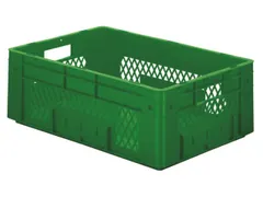 Euronorm Stapelkrat 210x600x400mm 38l Opengewerkt/Bodem Gesl. Groen