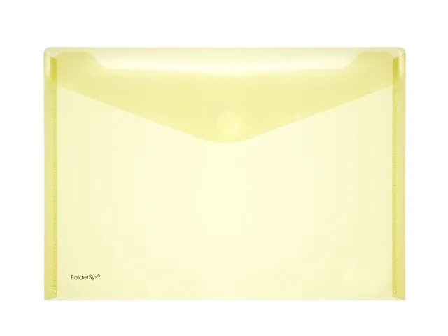 Enveloptas Foldersys A4 PP dwars transp geel A4 Velcro Envelop Geel