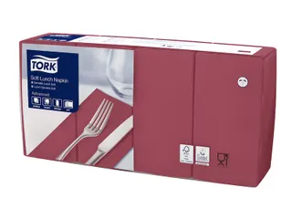 Tork 477418 Soft Lunchservet Advanced Bordeaux 33x33cm - 2