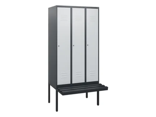 locker met bank,HxBxD 1950x900x815mm,3vak,vak B 300mm,cil.-slot