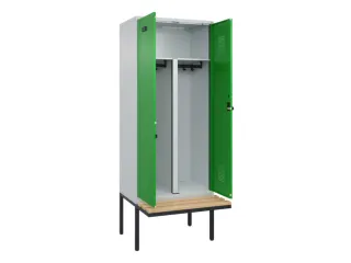 PBM-locker met bank,HxBxD 2120x800x815mm,2vak,vak B 400mm,draaigrendel - 1
