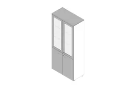 Vitrinekast 2000X900X450Mm Glazen Deuren 4Xhouten Vloer Romp Wit Grijs