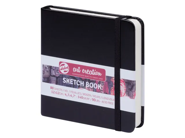 Schetsboek Talens Art Creation 80 witte vellen 140gr 120x120mm zwart