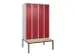 locker met bank,voor scheiding van kleding,HxBxD 2120x1200x815mm,4vak
