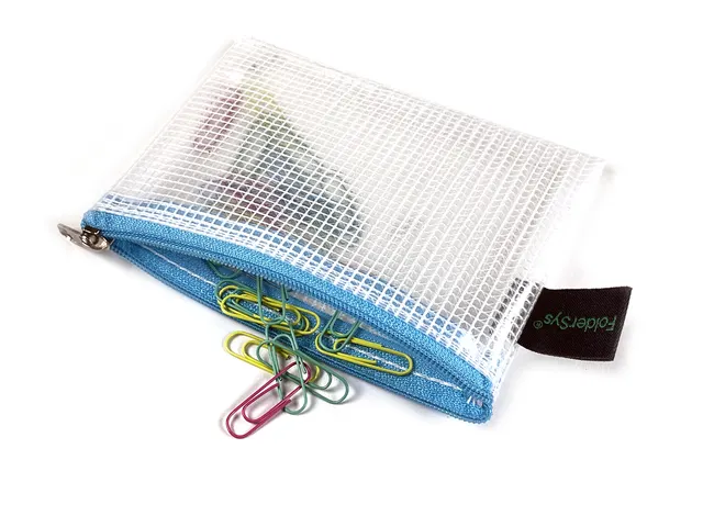 etui A7 PVC-vrij transparant blauw met ritssluiting