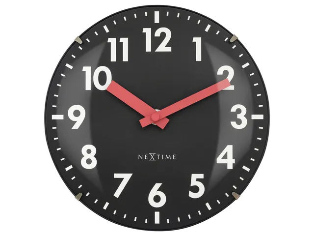 Horloge de table Nextime Duomo Mini 20 cm noir avec un verre bombé