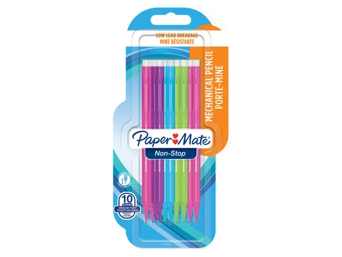 Vulpotlood Paper Mate non stop 0.7mm HB assorti blister à 10 stuks