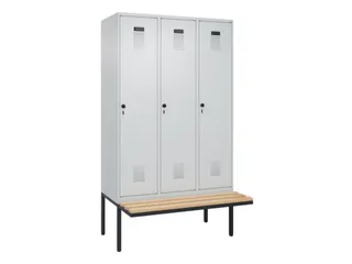 locker met bank,voor scheiding van kleding,HxBxD 2120x1200x815mm,3vak - 2