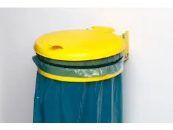 Afvalverzamelaar 120 Liter Wand Plaatstaal Kunststof Deksel Geel