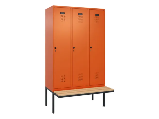 locker met bank,voor scheiding van kleding,HxBxD 2120x1200x815mm,3vak