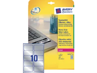 Etiket Avery Zweckform L6012-20 96x50.8mm Zilver 200 stuks - 2