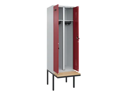 locker met bank,voor scheiding van kleding,HxBxD 2120x600x815mm,2vak