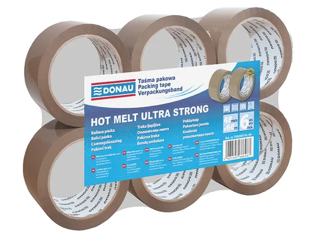 Donau verpakkingstape PP Hot-Melt 48mmx66m 50 micron bruin