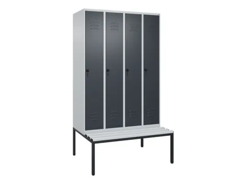 Armoire vestiaire avec banc HxlxP 2120x1200x815mm 4compart.