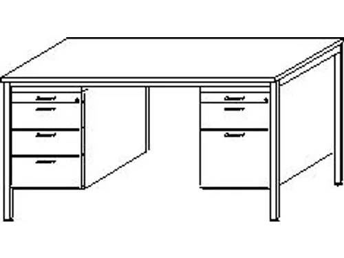 Bureau Hxbxd 720x1600x800mm 2 Ladekasten Bladdecor Esdoorn Ral9006