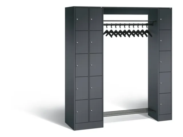 locker met kapstok,HxBxD 1950x2100x480mm,romp RAL7021,front RAL7021