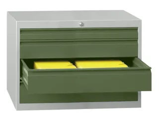 ladekast 600x1023x600mm 4laden cilinderslot RAL7035 front RAL6011 - 1