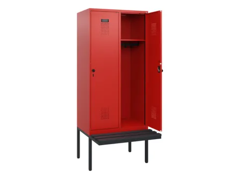 locker met bank,HxBxD 1950x800x815mm,2vak,vak B 400mm,draaigrendel