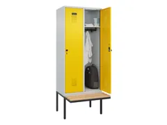 locker met bank,HxBxD 2120x800x815mm,2vak,vak B 400mm,draaigrendel