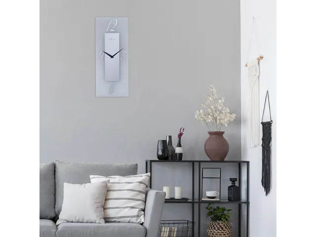 Wandklok Nextime 20x50cm glas Frosted/Mirror Dali