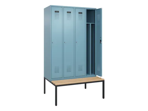 locker met bank,voor scheiding van kleding,HxBxD 2120x1200x815mm,4vak