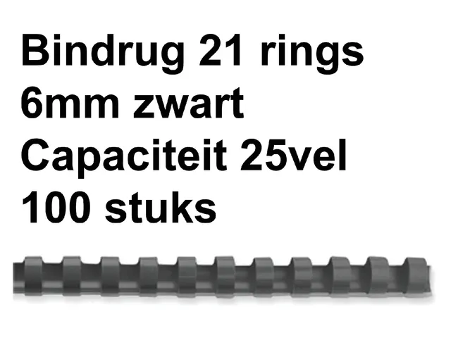 Bindrug GBC 6mm 21-rings A4 zwart 100stuks