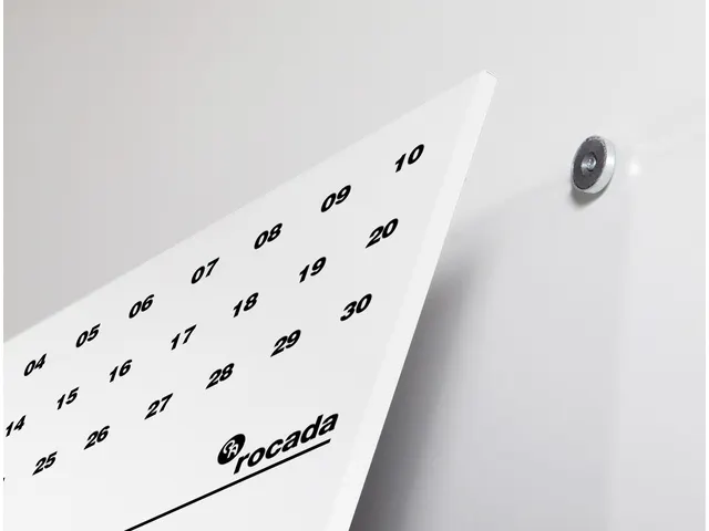 Whiteboard Rocada Skinclock 55x75cm wit gelakt met klok en kalender