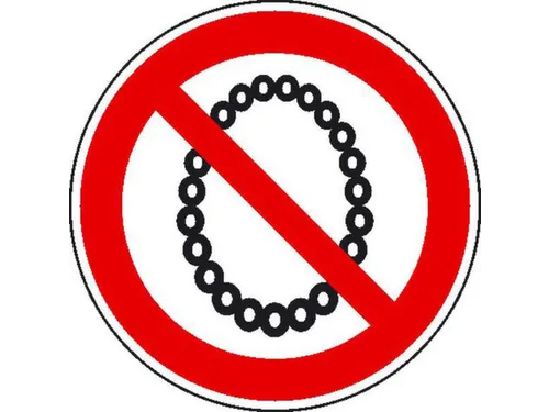 verbodsbord,Verboden te bedienen met halsketting,PVC,Ø 50mm