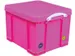 Boîte de rangement 35 Litres Rose Néon + poignées