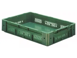 Euronorm Stapelkrat 120x600x400mm 20l Opengewerkt/Bodem Gesl. Groen