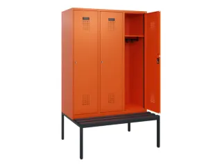 locker met bank,HxBxD 1950x1200x815mm,3vak,vak B 400mm,cilinderslot - 1