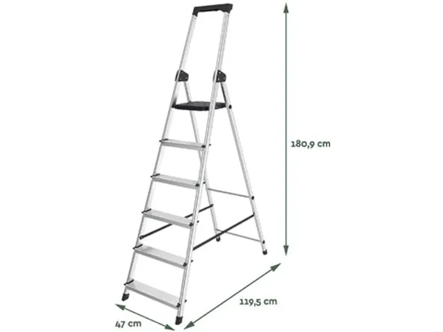 trapladder SL600, aluminium, zilver, 6 treden