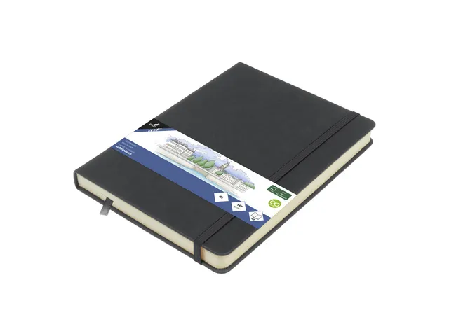 Schetsboek Kangaro A5 cold grey PU HC 80 vel 140gr roomwit met elastie
