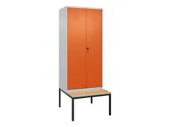 PBM-locker met bank,HxBxD 2120x800x815mm,2vak,vak B 400mm,draaigrendel