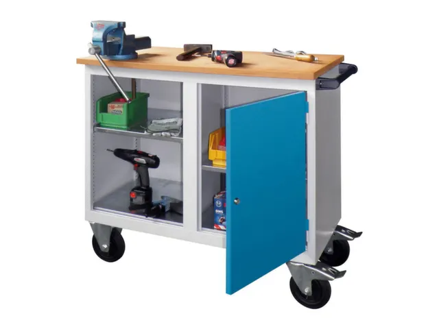 werkbank,verrijdbaar,HxBxD 915x1090x600mm,RAL7035,front RAL5010