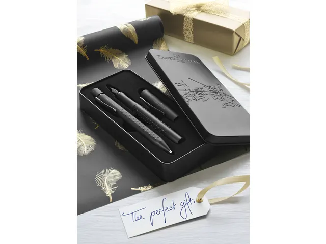 Balpen en vulpen Faber-Castell Grip zwart in gift box