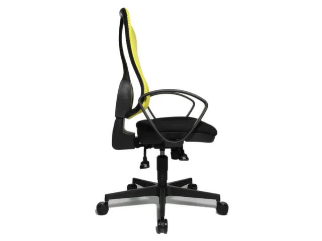 Siège Bureau Pivotant Assise Noir Dossier Maille Jaune