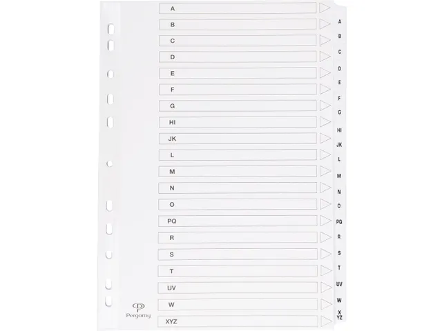 tabbladen met indexblad A4 11-gaats A-Z 20-delig Wit Karton